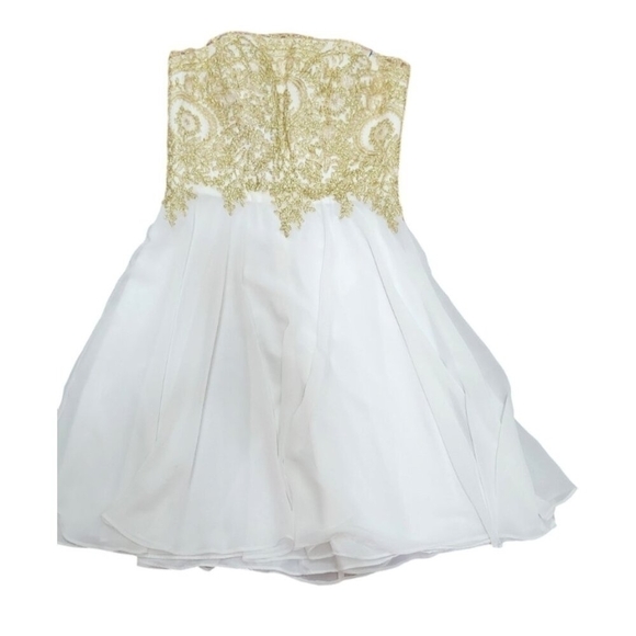 JJ"s House A-Line Strapless Knee-Length Chiffon Homecoming Dress Size US 8/EU 38 - Picture 9 of 12